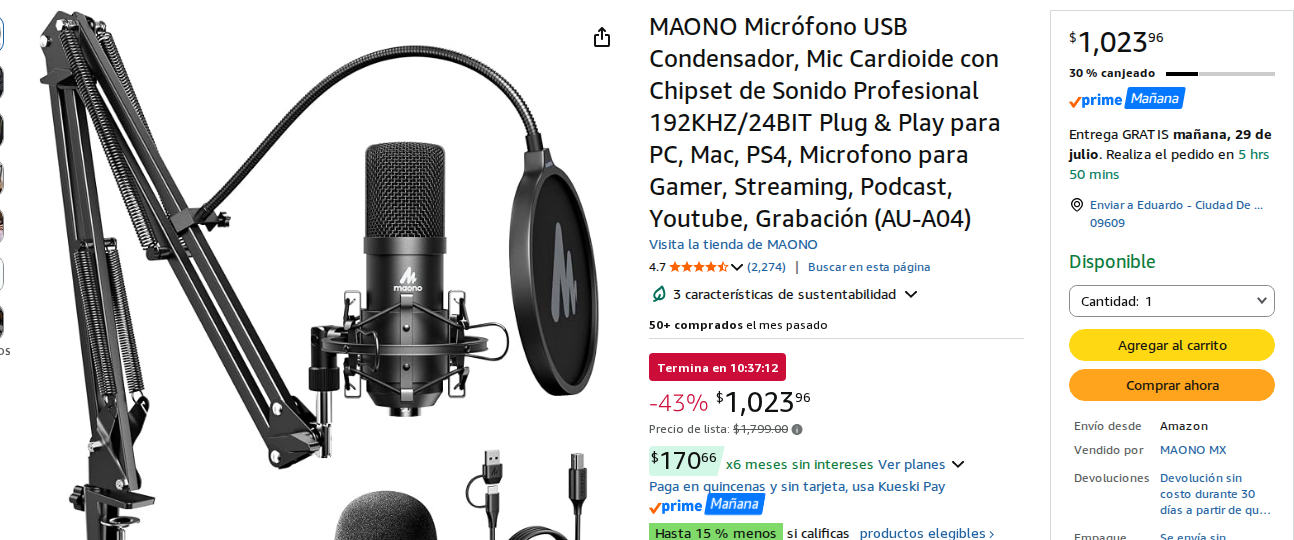 Micrófono USB Profesional