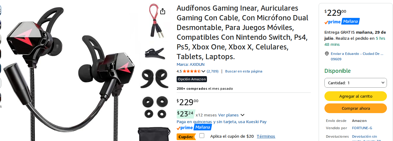 Audífonos Gaming In-ear