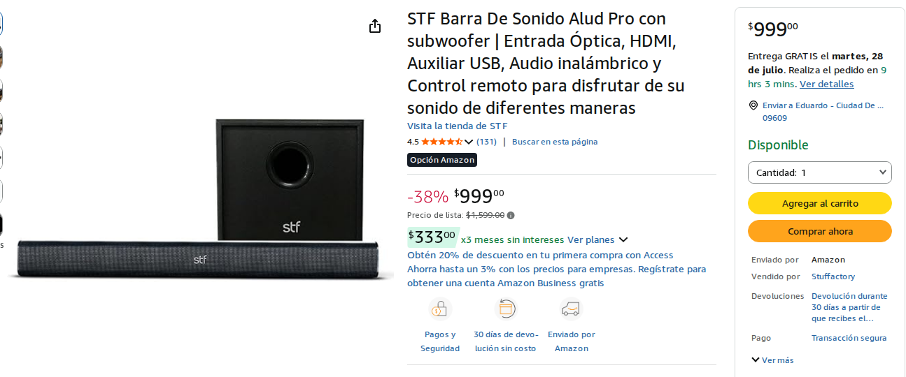 Barra de Sonido Subwoofer