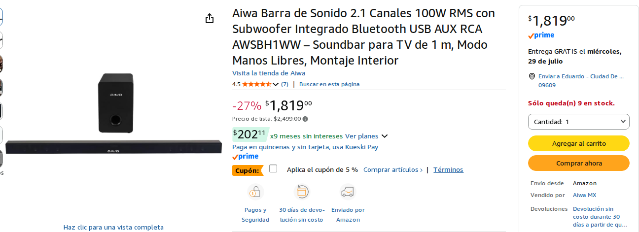 Barra de Sonido para TV
