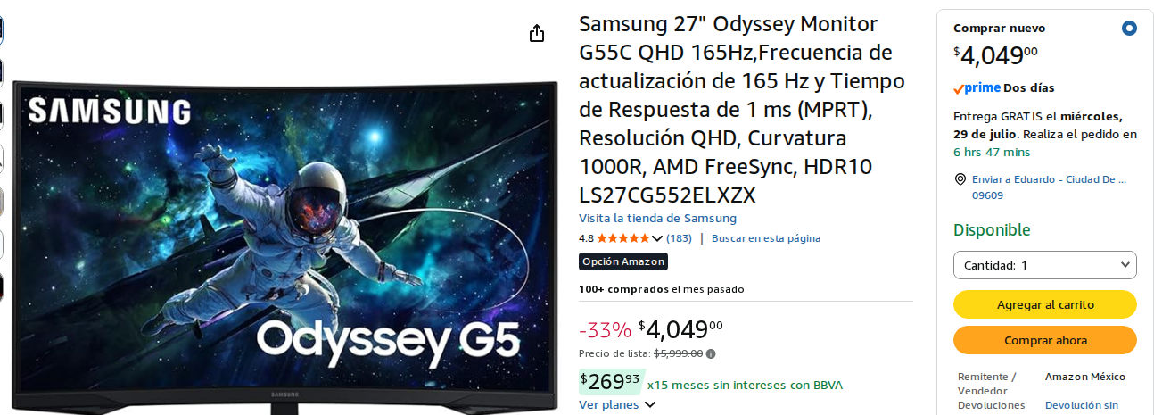 Monitor Gamer Curvo