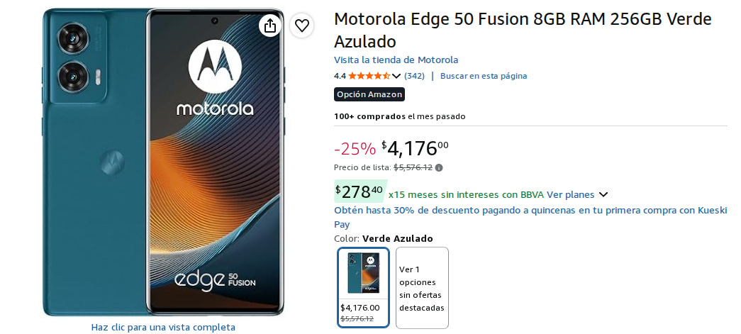Motorola Edge 50 Fusion 8GB RAM 256GB Verde Azulado