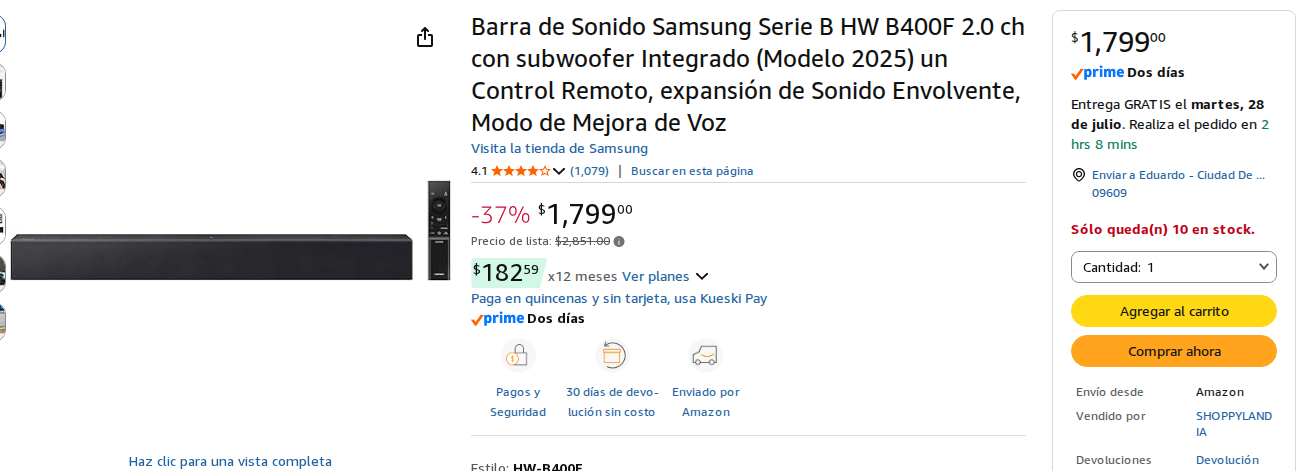 Barra de Sonido con Subwoofer