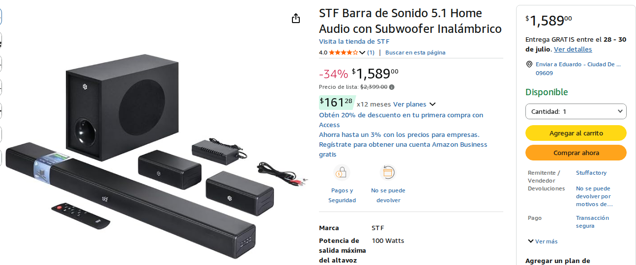 Barra de Sonido Inalámbrica