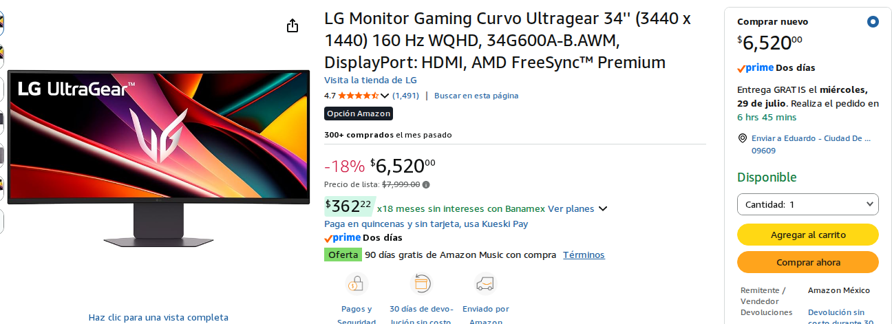 Monitor Gaming Curvo