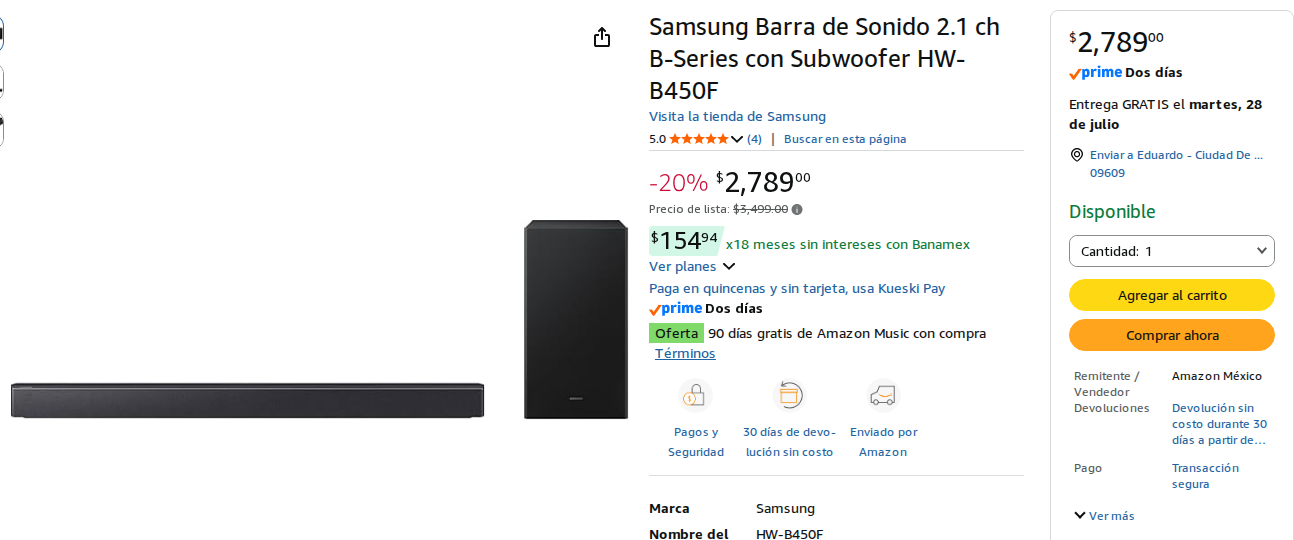 Barra de Sonido Subwoofer