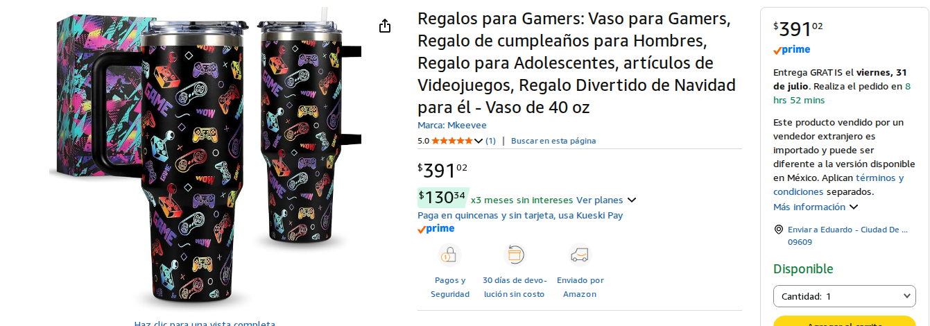 Vaso Gamer 40 oz