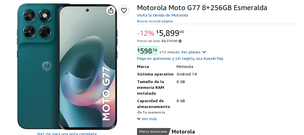 Motorola Moto G77 8+256GB Esmeralda