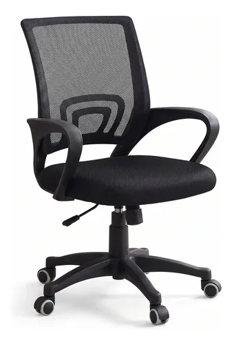 Silla De Oficina Top Living Silla Ejecutiva Giratoria con Base Plástico Tapizado Malla Color Negro