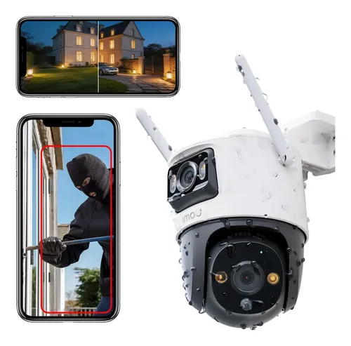 Cámara De Seguridad Exterior Imou Cruiser Dual 6MP, Detección Inteligente de Humanos y Vehículos, Visión Nocturna en Color, WiFi 2.4GHz, Resistente al Agua IP66, Alarma de Luz y Sonido, Grabación 24/7