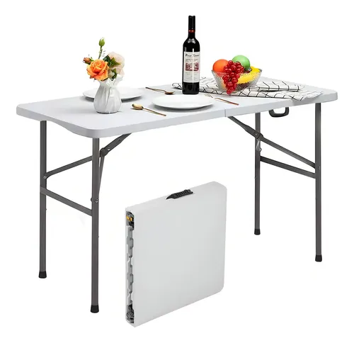 Mesa Plegable 120cm Exterior Jardín Plástico Tipo Portafolio Portatil Cuory
