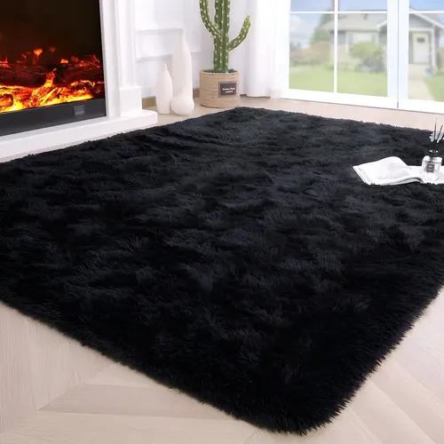 Alfombra Decorativa Sala Estar Y Dormitorio 160x230 Cm Color Negro 1.6m X 2.3m