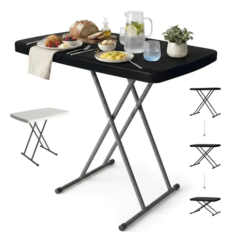 Mesa De Servicio Chica Plegable 8 Elevaciones Negro